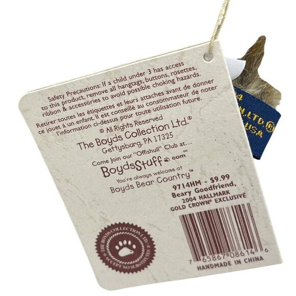 Boyds Plush Beary Goodfriend Holiday Teddy Bear 8" With Plaid Pillow - Picture 4 of 6